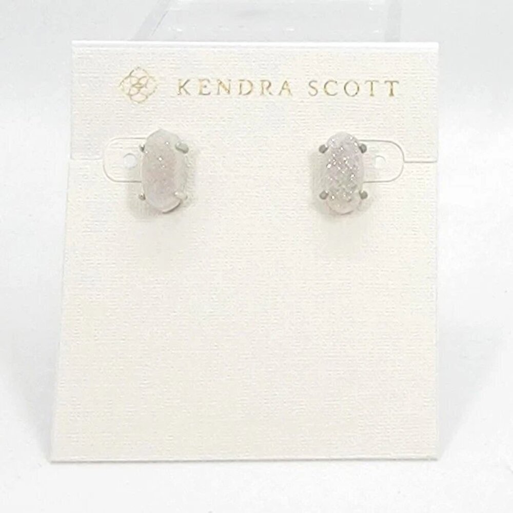 Kendra Scott Betty Stud Silver Earrings In White Drusy